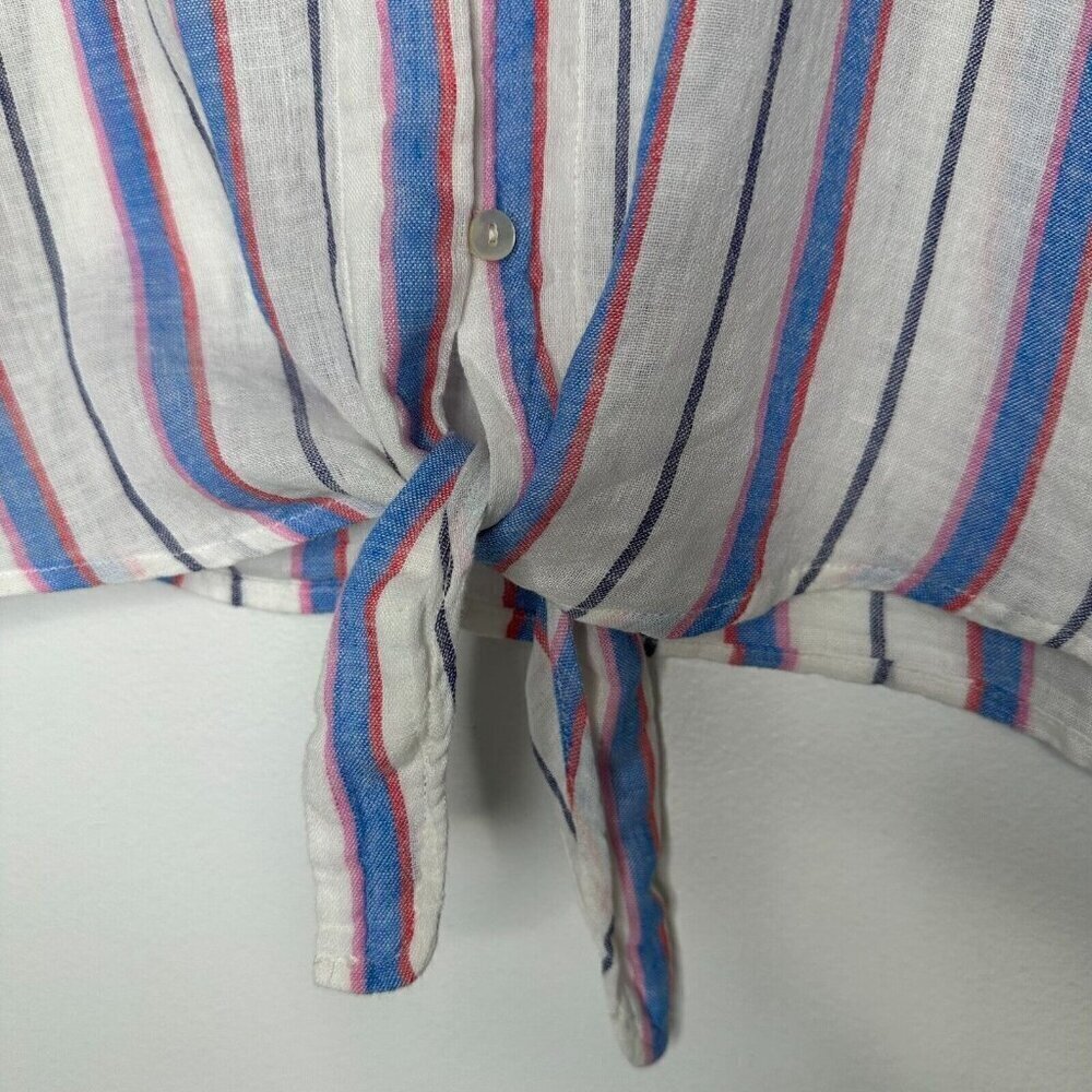 Rails Thea Tahiti Stripe Shirt Size S Cropped‎ Tie Front - Picture 6 of 12